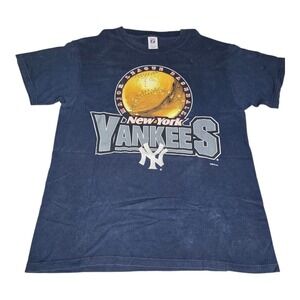 Vintage 1993 New York Yankees T-Shirt Large MLB Logo 7 Navy Blue Baseball Tee VR